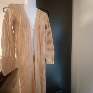 MODA international Long tan cardi size small
